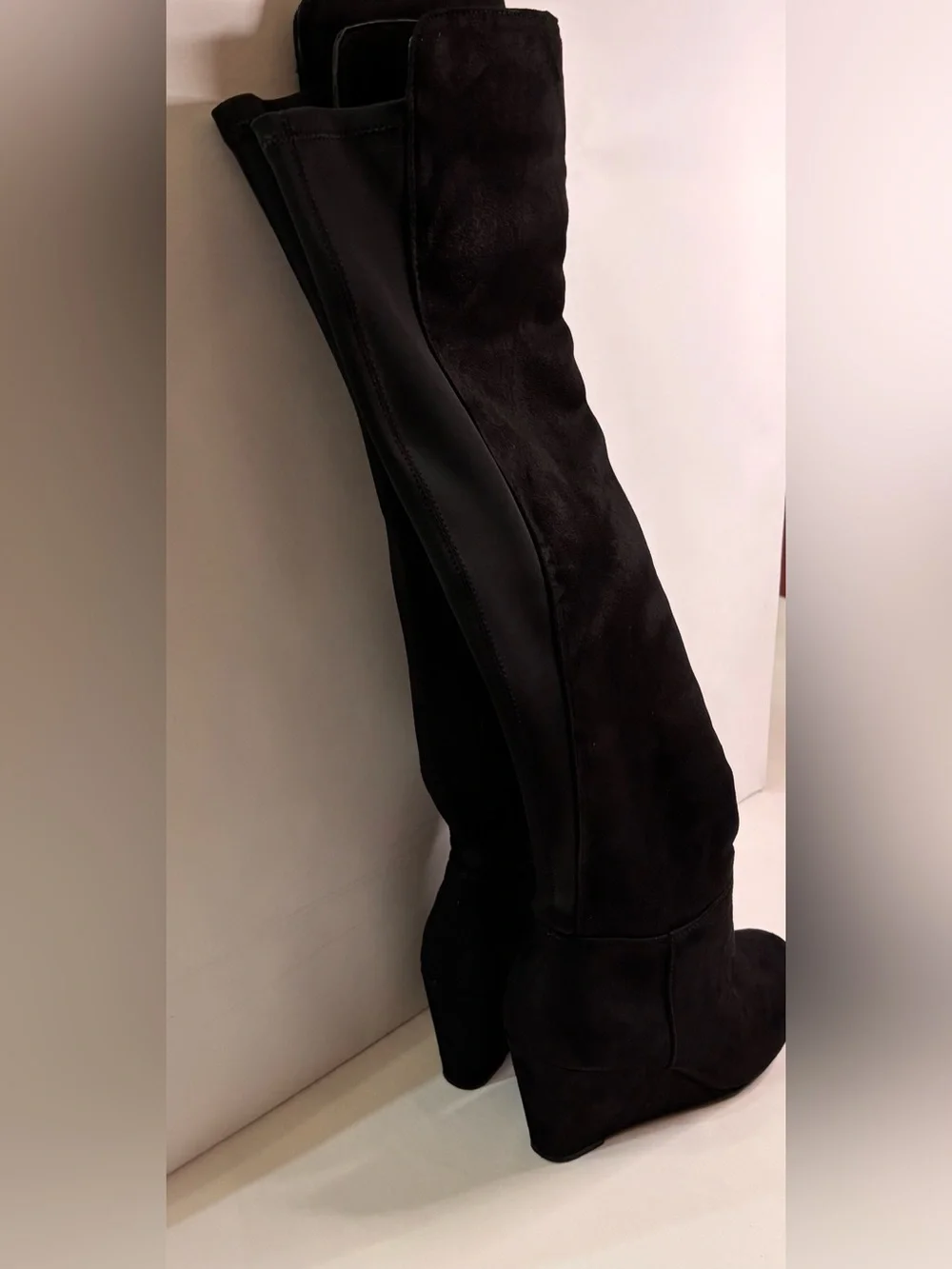 Chinese Laundry Black Over-the-Knee Wedge Boots